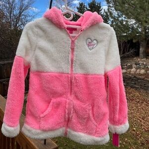 Betsey Johnson Pink and White Faux Fur Jacket